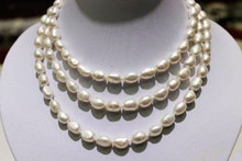 Color long necklace baroque fresh water pearl necklace 7x9mm 48inch 2024 - buy cheap