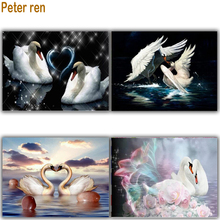 Crafts Diamond painting Cross stitch animal Round or square mosaic Picture of Rhinestone full embroidery Swan love in the evenin 2024 - buy cheap