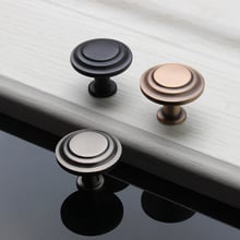 5Pcs 3 Colors Zinc Alloy Round Cabinet Knobs Drawer Pull Door Handle Kitchen Cupboard Wardrobe Stainless Steel Vintage Simple 2024 - buy cheap