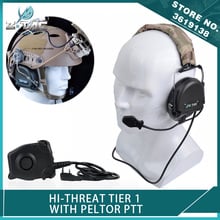 Z Tactical New Softair Hi-Threat Tier 1 гарнитура для чая Airsoft наушники с PTT для Kenwood 2024 - купить недорого