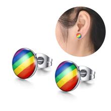 Fashion Round Rainbow Color Ear Studs Earrings Women Club Travel Earrings Jewelry Gift 2024 - buy cheap