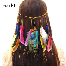 European and American bohemian peacock feather hair band ladies fashion national wind head hair accessories 2024 - buy cheap