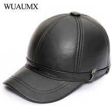 Gorra de béisbol de piel de vaca para hombre, gorro de piel auténtica con solapa para las orejas, mantiene el calor, de marca, para Otoño e Invierno 2024 - compra barato