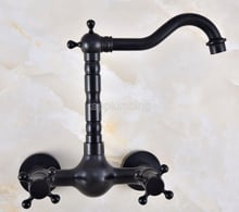 Black Oil Rubbed Brass Wall Mounted Bathroom Basin Faucet Swivel Spout Vessel Sink Mixer Taps Dual Handle tnf848 2024 - buy cheap