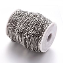 304 Stainless Steel Twist Chains, for Men's Chain Necklace Making, 304 Stainless Steel Color, 5x4x1mm; 6x4x1.2mm,50m/roll 2024 - buy cheap