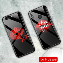 For case honor 10 lite Glass back honor play case lips kiss for Huawei honor 8x max 9 10 20 20i v9 v10 v20 play note 10 2024 - buy cheap