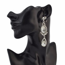 Роскошные свадебные серьги-капли Idealway с прозрачными кристаллами для женщин, модные геометрические Эффектные серьги, ювелирные изделия для свадебной вечеринки, бижутерия 2024 - купить недорого