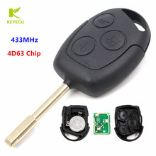 3-кнопочный дистанционный ключ KEYECU 433 МГц с чипом ретранслятора 4D63 для FORD Focus Fiesta Mondeo KA 2024 - купить недорого