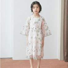 Aummer-vestidos bordados de malla para niña, vestido de princesa adolescente, ropa de algodón floral para niña de 4 a 16 años, ws408 2024 - compra barato
