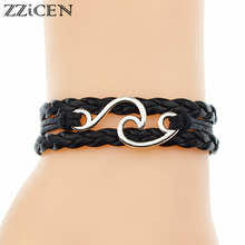 Pulsera de cuero con olas para mujer, joyería Bohemia con ondas de Surf, surfista, Océano, 5 colores, novedad 2024 - compra barato