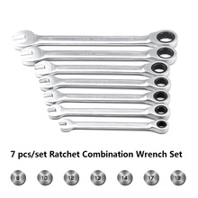 Free Shipping 7Pcs 8-19mm Ratchet Wrench Kits Key Wrench Tool Set for Car Repair Tool Kit A Set of Keys Ratchet Hand Tools 2024 - buy cheap
