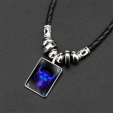 NIUYITID Horoscope Astrology Zodiac Necklaces & Pendants Men Women 12 Constellation Leather Necklace Jewelry Bijoux Male 2024 - buy cheap