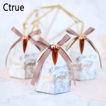 20pcs/lot 4*9.5CM sweet love Candy Box with ribbon chocolate gift boxes wedding souvenirs for guests wedding favors and gifts 2024 - buy cheap