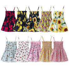 2019 Summer Children Dress Kids Girls Sleeveless Flower Print  Soft Cotton Princess es  Floral Backless 2024 - buy cheap