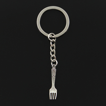 Fashion 30mm Key Ring Metal Key Chain Keychain Jewelry Antique Silver Color Plated Fork Cooking Kitchen 32x7mm Pendant 2024 - buy cheap