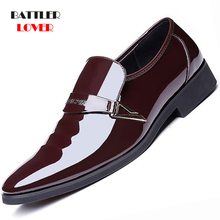 2019 Newly Men's High Quality Patent Leather Shoes Men White Wedding Shoes Size 38-48 Black Leather Soft Fashion Man Dress Shoes 2024 - buy cheap