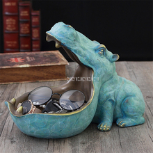 Estatua abstracta de hipopótamo con función de almacenamiento, escultura de resina de Artware, adorno para escritorio, accesorios de decoración del hogar 2024 - compra barato