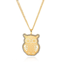 Szelam Gold Owl Necklaces Pendants With Austrian Crystal Vintage  Long Necklace Animal Jewelry SNE150887 2024 - buy cheap