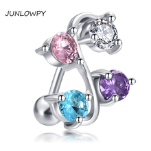JUNLOWPY 14G Stainless Steel Dangle Belly Button Rings for Women Girls Body Piercing Jewelry Reverse Navel Ring 30pcs 5 colors 2024 - buy cheap