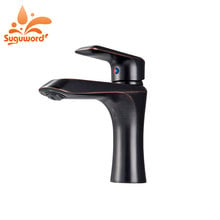 Suguword Oil Rubbed Bronze Basin Faucet Classic Deck Mounted Mixer Taps with Hot and Cold Water One Holder One Hole 2024 - buy cheap