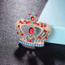 Zlxgirl-broche con forma de cruz de corona de resina roja y azul, joyería para mujer y niña, broches de bufanda, sombreros y bolsos para mujer, joyería 2024 - compra barato