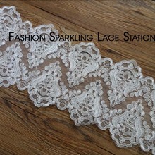 3Yards Delicate wide 22cm ivory Codring Fabric Flower Venise Venice wedding dress headwear Lace Trim 2024 - buy cheap