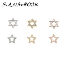 SANSHOOR Pave Cutout Star of David Keeper Slide Charms Fit Keeper Leather Bracelet Collection Key Chains For Women Gifts 6Pcs 2024 - buy cheap