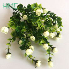 Mini Rosa Artificial de alta calidad, flores de seda para decoración de casa, ramo de flores para decoración del banquete de boda, 6 colores, 30 cabezas 2024 - compra barato