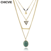 CHICVIE Bohemia Gargantilha Colar Triângulo Colar Multilayer da cor do Ouro Para As Mulheres Boho Jóias Corpo jóias Colares SNE160055 2024 - compre barato