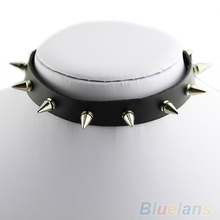 New Punk Spike Leather Choker Collar Necklace Tone Studs EMO Metal Gothic  7ENT 85RK 2024 - buy cheap