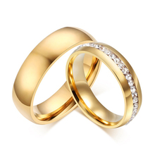 Wedding Ring for Women Men Gold Color Jewelry Couple Stainless Steel Ring Engagement Anniversary Gift 2024 - buy cheap