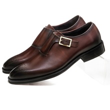 Классические мужские туфли Goodyear рант коричневого/черного цвета из натуральной кожи на тонких ремешках, деловая обувь для мальчиков, обувь для жениха 2024 - купить недорого