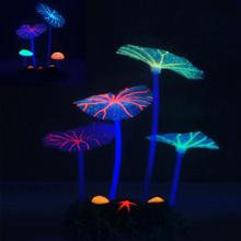 New Simulation Luminous Lotus Leaf Mushroom Coral Aquarium Decoration Glow FishTank Decor 2024 - buy cheap