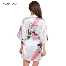 VLENATLNO Wedding Bride Bridesmaid Floral Robe Satin Rayon Bathrobe Nightgown For Women Kimono Sleepwear Flower Plus Size 2024 - buy cheap