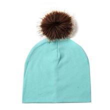 Baby Hat Faux Fur Baby Cap Cotton Pompom Bobble Hat For Kids Winter Boys And Girls Caps Artificial Fur Children's Hats 2024 - buy cheap