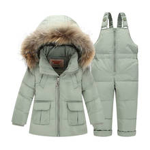 Winter Overalls For Newborn -20 Degree Warm Thick Down Hooded Coats Outerwear Kids Baby Girl Boys Jackets Snowsuit Coat+Bid Pant 2024 - buy cheap