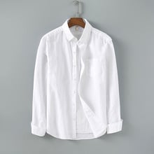 Classic Men Long Sleeve Linen Shirts Slim Linen Shirt Turn-down Collar Long Sleeve Shirts White Cotton Linen Mens Clothes XXXL 2024 - buy cheap
