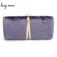 Bolso de mano de Velour para mujer, cartera de mano de Metal con forma de V y personalidad, bolso de noche con cadena para mujer, bolso de hombro para boda, monedero nupcial ZD1108 2024 - compra barato