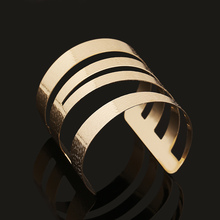 New Fashion Wide Gold Plating Cuff Bangle Bracelet Fashion Metal Bracelet For Women Pulseras Femme YW543 2024 - buy cheap