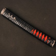Tsuka-Fuchi Kashira de aleación para espada Katana japonesa, mango recto de cuero sintético Ito, rojo auténtico, Rayskin, PH5 2024 - compra barato