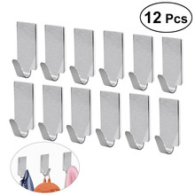 12pcs Adhesive Stainless Steel Bathroom Wall Hanger Stick On Adhesive Robe Towel Family Robe Hooks Bathroom Accessories 2024 - buy cheap