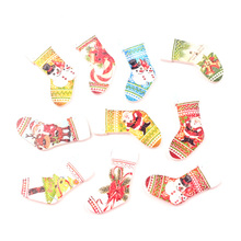 LF 50Pcs Mixed Christmas Socks Wooden Sewing Buttons For Clothes Needlework Scrapbooking Crafts Decorative Diy Accessories 2024 - buy cheap