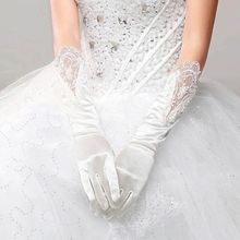 Guantes Blancos largos de dedo completo para novia, accesorios de moda para vestido de novia, guante de encaje, accesorios de Cosplay para fiesta 2024 - compra barato