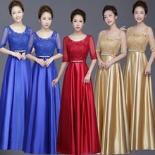 Long half sleeve lady girl women princess bridesmaid banquet party Choir dress gown 2024 - buy cheap