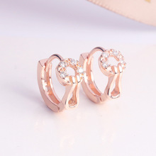 Stud Earrings AAA Zircon Geometric Fashion Earring for Women Simple Wedding Party Lady Jewelry Full Drill Rose Gold Earring 2024 - buy cheap