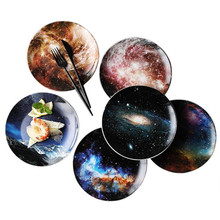 8inch Starry Universe Landscape Plate Set High Quality Ceramic Dishes Dessert Steak Bread Dinner Plates Sets Dish Kitchen Decor 2024 - buy cheap