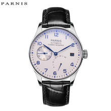 Fashion Parnis 43mm White Dial Mechanical Watches Men Power Reserve Calendar Waterproof Automatic Self Wind Watch With Box Gift 2024 - buy cheap
