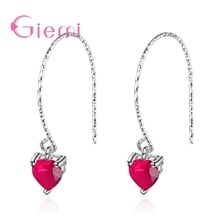 Hot Selling 925 Sterling Silver Red Heart Shape Design Cubic Zirconia Earrings Pendant For Women Ladies Crystal Jewelry 2024 - buy cheap