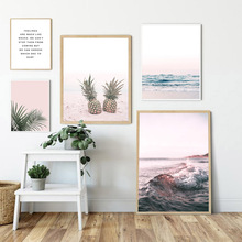 Pintura de abacaxi oceano, poster escandinavo, paisagem, arte em tela, pintura, estilo nórdico, decoração moderna para sala de estar 2024 - compre barato