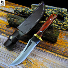PEGASI 7HR15MOV tactical straight knife north American sharp hunting knife outdoor self-defense knife home slice knife + holster 2024 - buy cheap